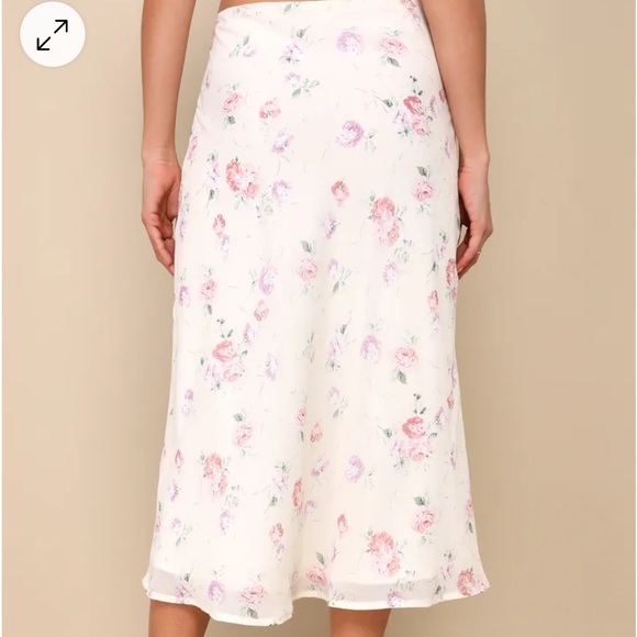 Lulu’s Ivory Floral Midi/Maxi Skirt, size L - Picture 3 of 8